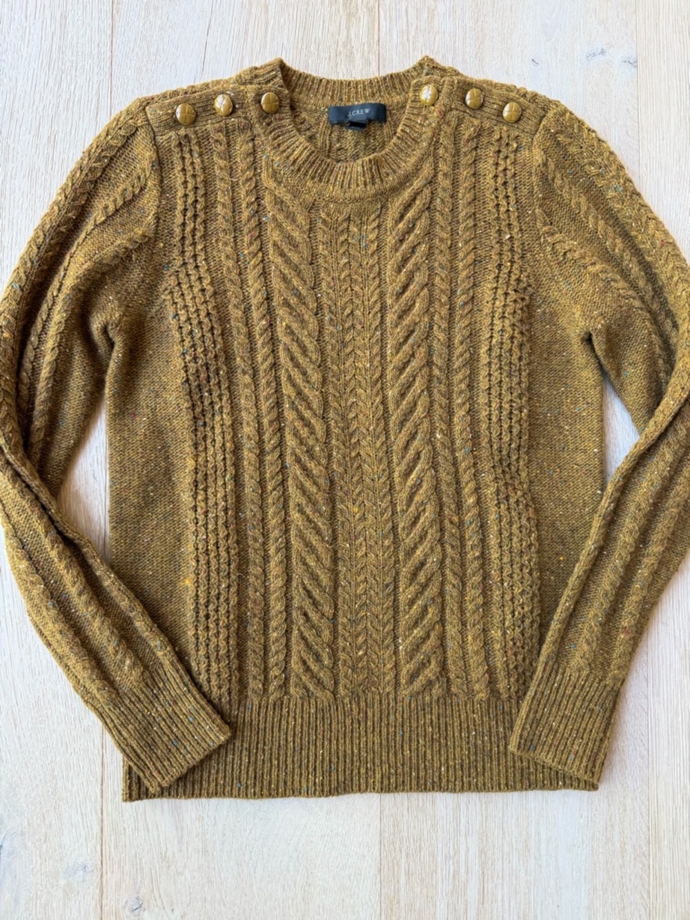 J. Crew women’s Cable Knit Sweater in Mustard